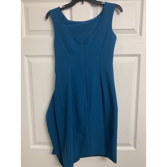 Eliza J. Drape Laguna Crepe Cocktail Shift Dress Size 4 Teal - Picture 4 of 8